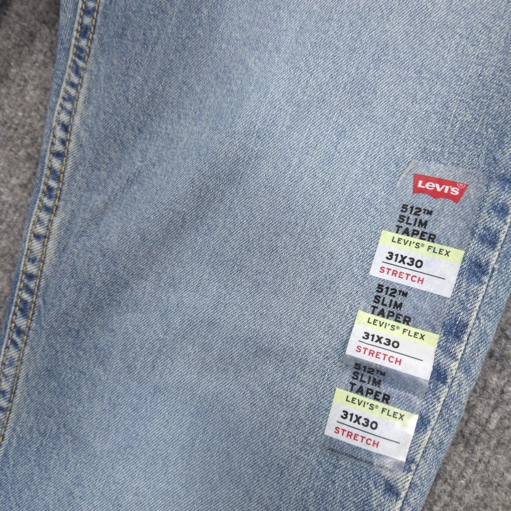 Levis 512 Jeans Mens 31X30 Blue Slim Taper Flex Stretch Light Wash Denim NEW